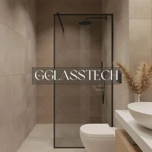 تصویری از یک پارتیشن شیشه ای مخصوص حمام مدل ثابت