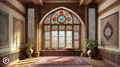 تصویری از ارسی دکوراسیون شیشه و چوب