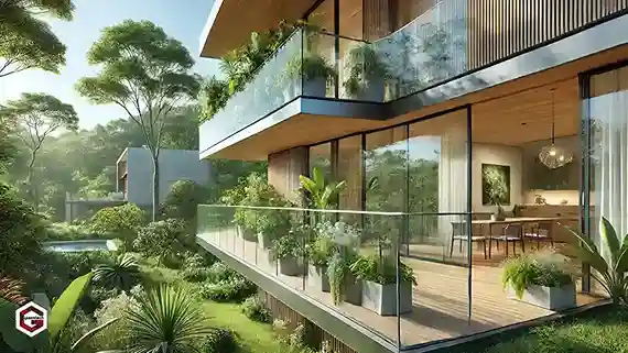 تصویری از نقش بالکن شیشه ای در معماری بیوفیلیک