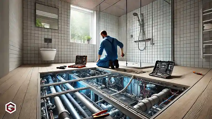 رفع مشکل فنی در سیستم تخلیه کابین دوش
